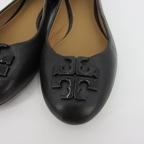 Tory Burch Lowell 2 Women 8 M Black Leather Ballet Flat Slip On Shoes 57778 Logo - Picture 5 of 16